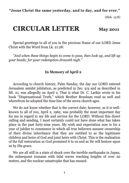 Circular Letter May 2011