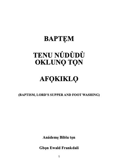 BAPTẸM, TENU NÚDÙDÙ  OKLUNỌ TỌN AFỌKIKLỌ