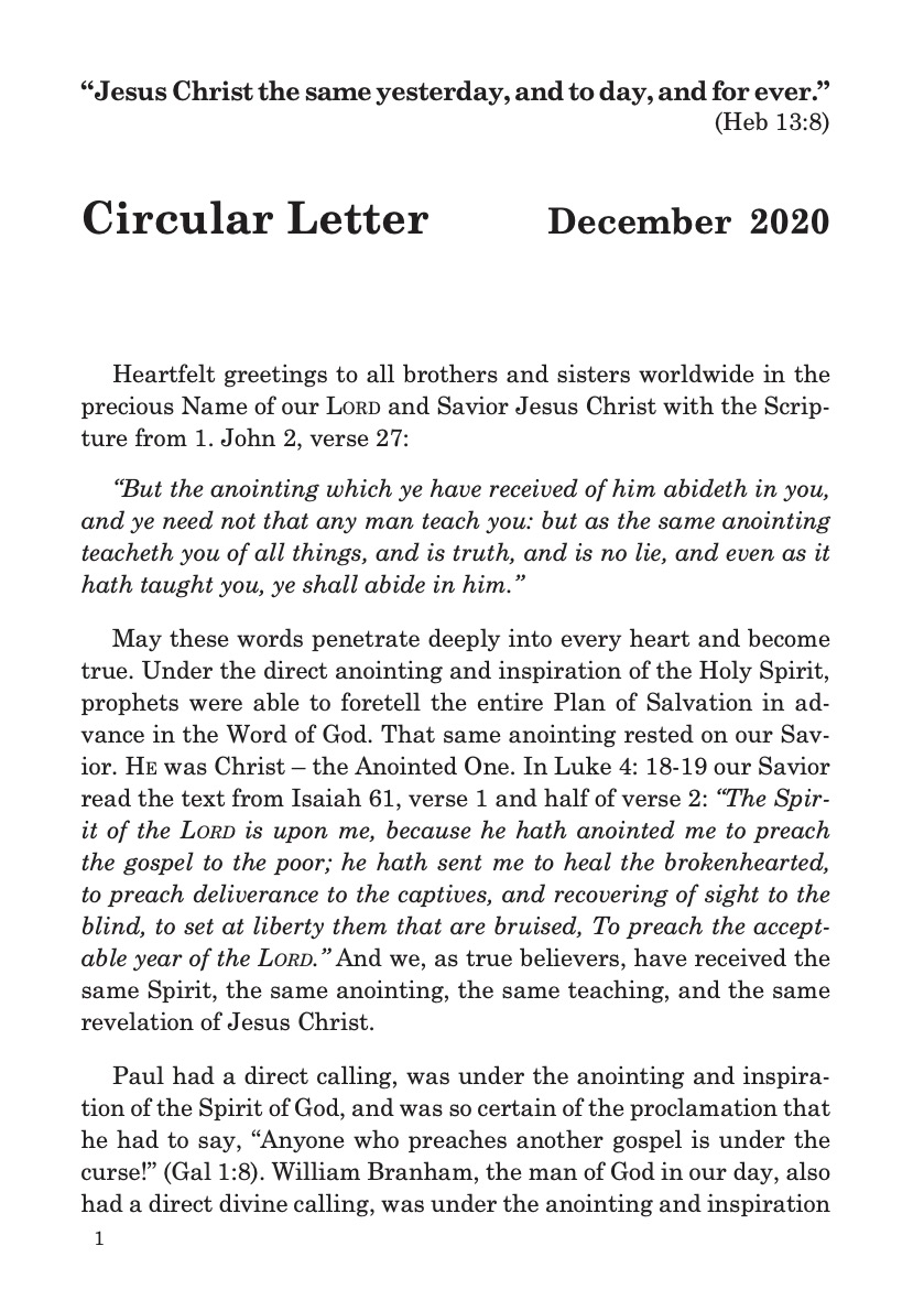 Circular Letter December 2020